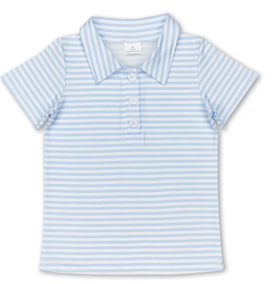 Light Blue Striped Polo