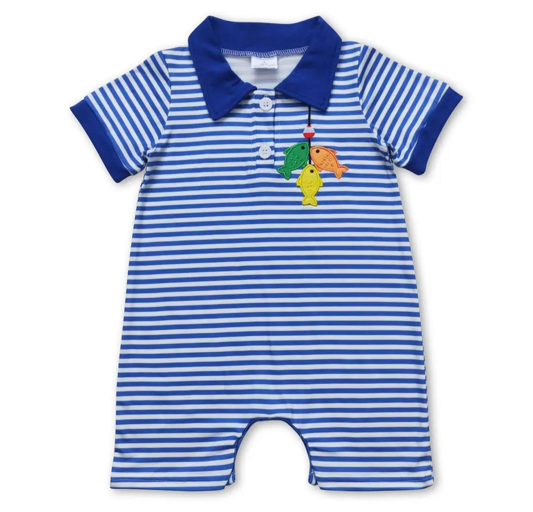 Blue fish romper